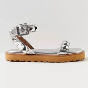 Anthropologie X Vicenza Leon Studded Sandals silver Embellished Size 38